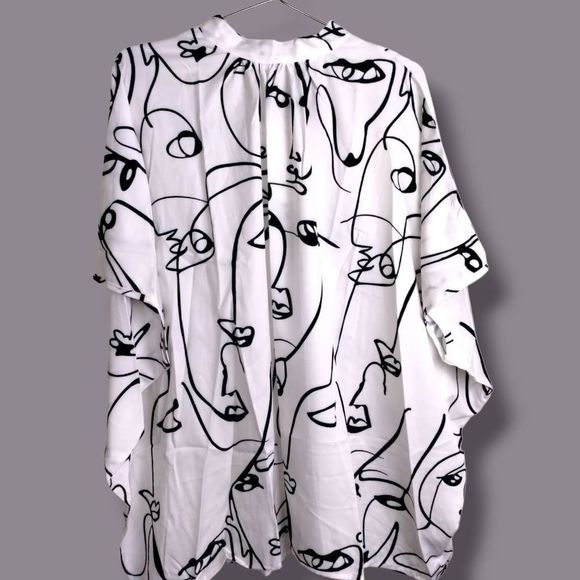 Abstract Face Print Women's Top - Picture 9 of 14